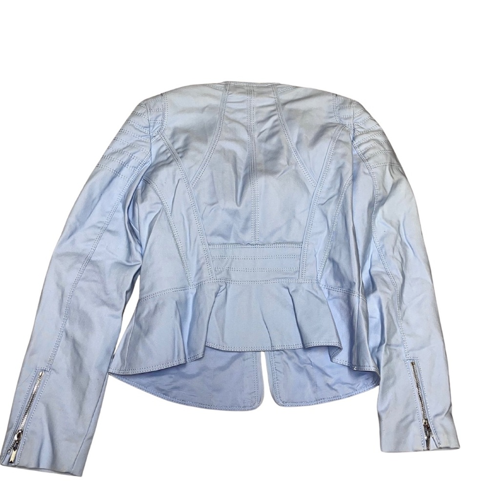 White House Black Market Blue Blazer Fitted Asymmetrical sz 4 Petite - Picture 2 of 9